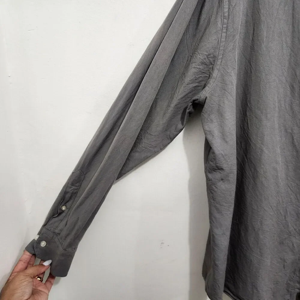 Banana Republic Untucked Slim Fit Shirt XL Long Sleeve Gray Cotton Button-up